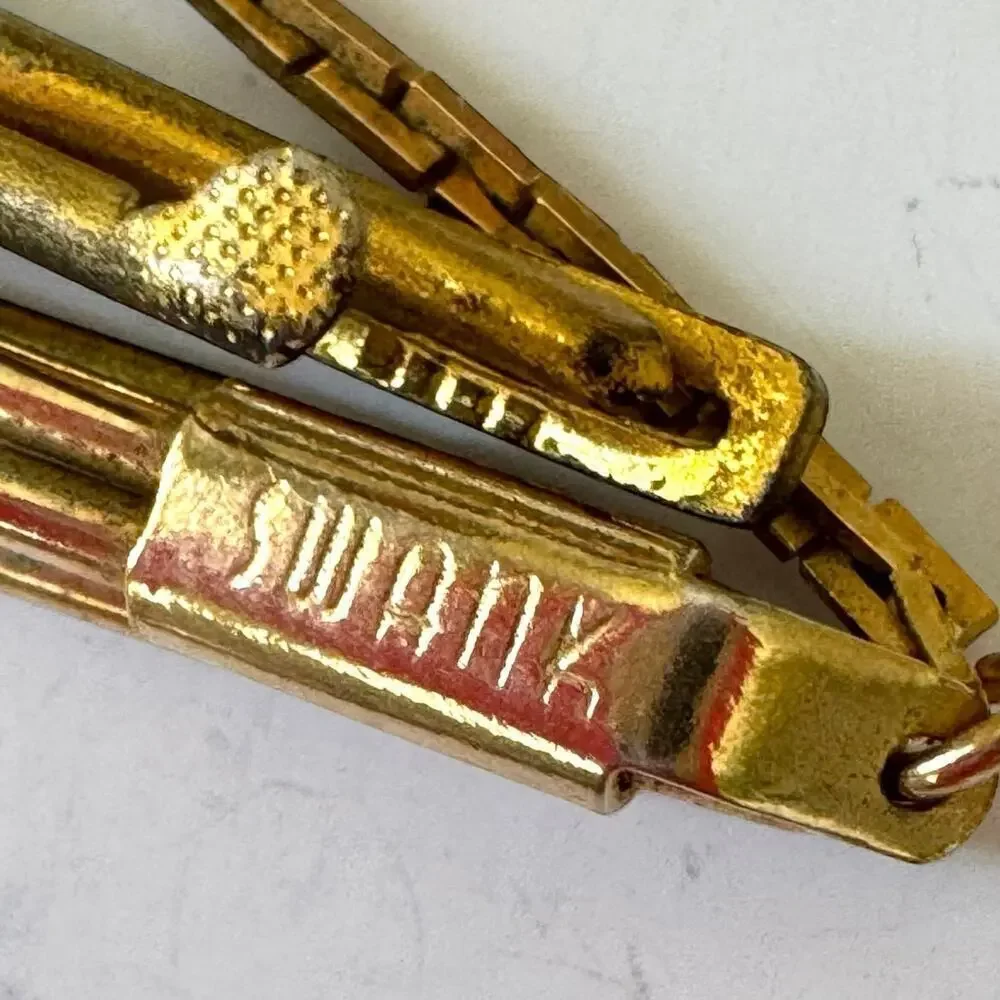Vintage Lot of 5 Men’s Jewelry Swank Tie Bats and Tie Clips Gold Metal 1950s